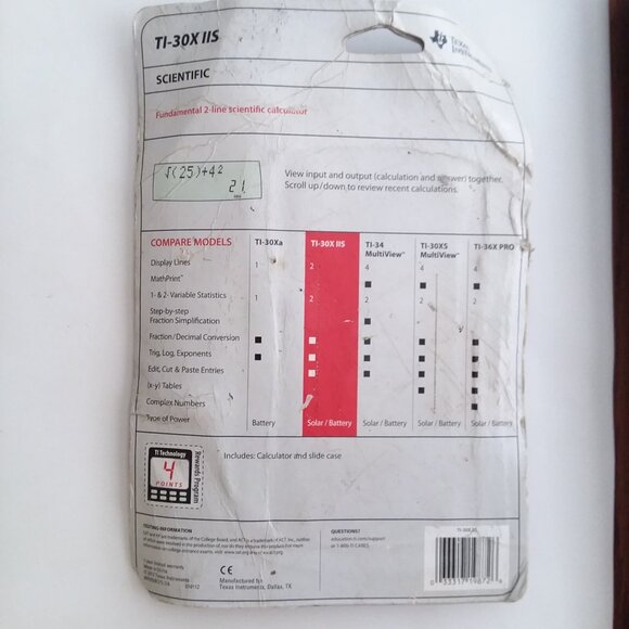Calculator Texas Instruments TI-30X IIS Solar Battery Scientific School Algebra - Picture 5 of 5